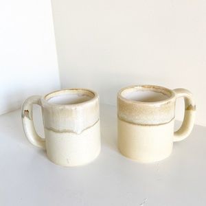 Vintage Set Signed Padilla Stoneware Glazed Mugs